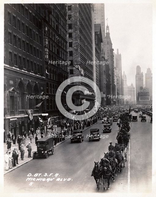 Field Artillery on Michigan Boulevard, Chicago, Illinois, USA, 1930. Artist: Unknown