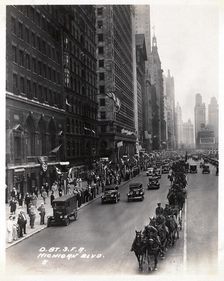 Field Artillery on Michigan Boulevard, Chicago, Illinois, USA, 1930