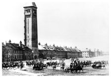 Field Artillery in training on the parade grounds at Fort Sheridan, Illinois, USA, 1920