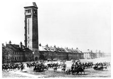 Field Artillery in training on the parade grounds at Fort Sheridan, Illinois, USA, 1920