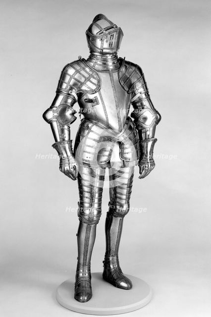 Field armour Probably of Sir John Scudamore (1541 or 1542-1623), British, c1587, restored 1915. Creators: Royal Workshops at Greenwich, Jacob Halder, Daniel Tachaux.