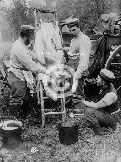 Field butcher on firing line, North Sea Coast, between 1914 and 1918. Creator: Bain News Service.