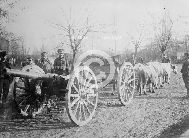 Field gun drawn by oxen, Serbia, between c1915 and c1920. Creator: Bain News Service.