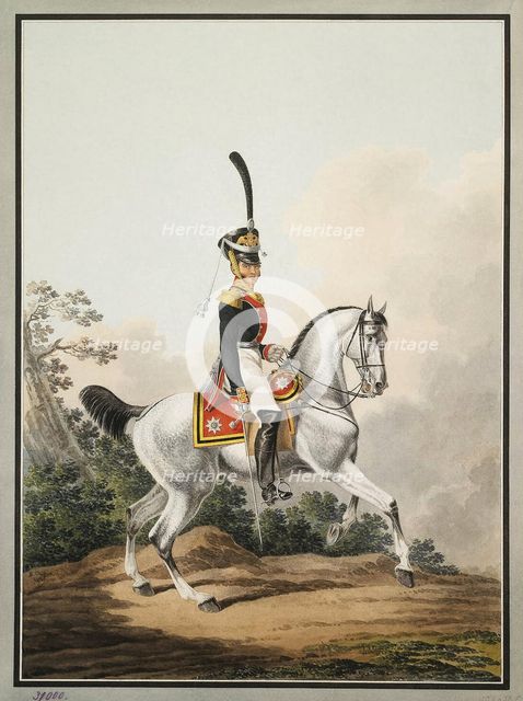 Field-Officer of the Preobrazhensky Regiment on Horseback, Early 19th cen.. Artist: Shiflard, Samuel (active Early 19th cen.)
