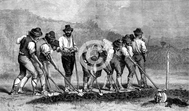 "Field Labourers", by A. Hennebicq, in the International Exhibition, 1871. Creator: W Hollidge.