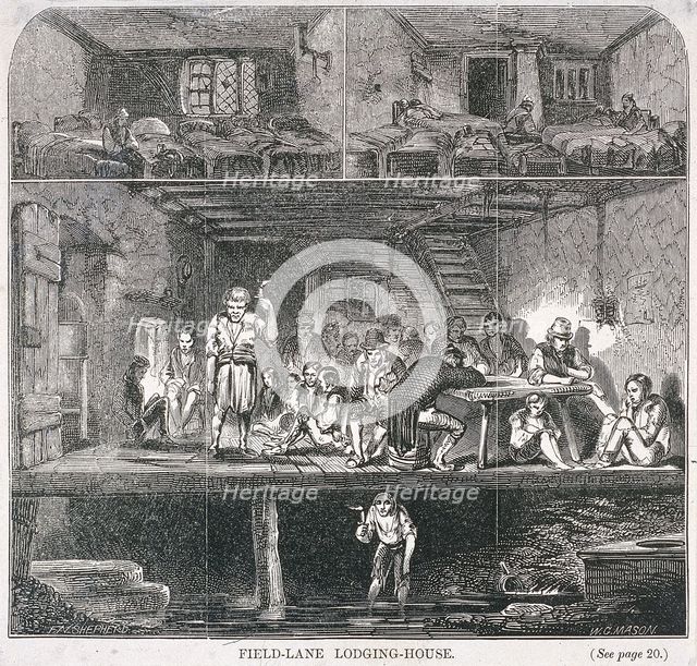 Field Lane Lodging House, London, 1847. Artist: WG Mason