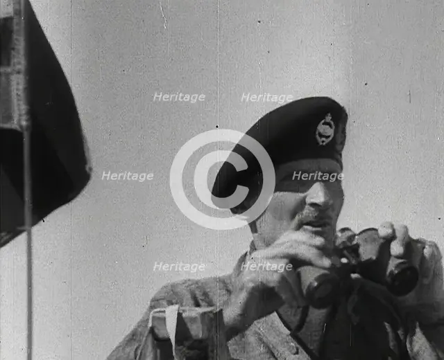 Field Marshal Bernard Montgomery Holding Binoculars, 1942. Creator: British Pathe Ltd.