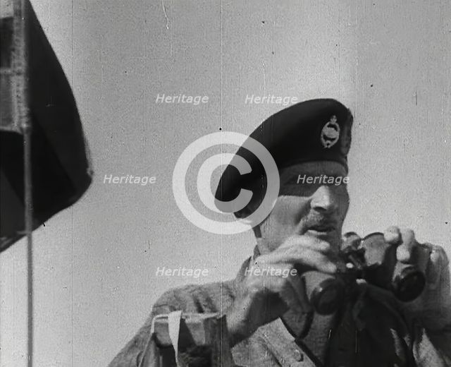 Field Marshal Bernard Montgomery Holding Binoculars, 1942. Creator: British Pathe Ltd.