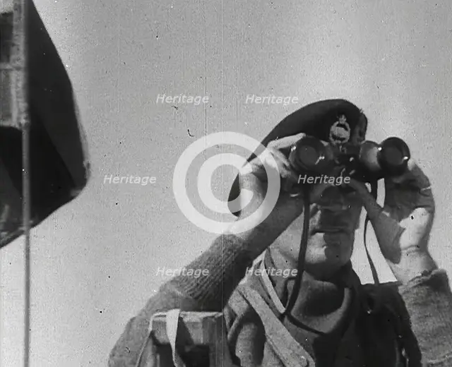 Field Marshal Bernard Montgomery Using Binoculars, 1942. Creator: British Pathe Ltd.