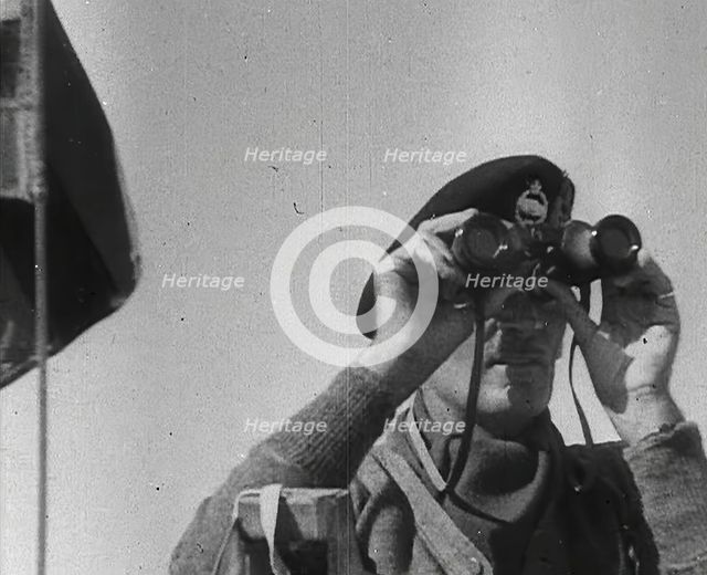 Field Marshal Bernard Montgomery Using Binoculars, 1942. Creator: British Pathe Ltd.