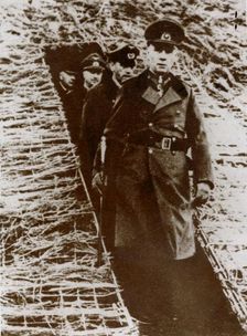 Field Marshal Erwin Rommel inspecting a dugout on the Channel coast, France, World War II, 1944