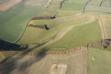 Field system earthwork, strip lynchet earthwork and the Giant's Grave Long Barrow, Wiltshire, 2017 Creator: Damian Grady