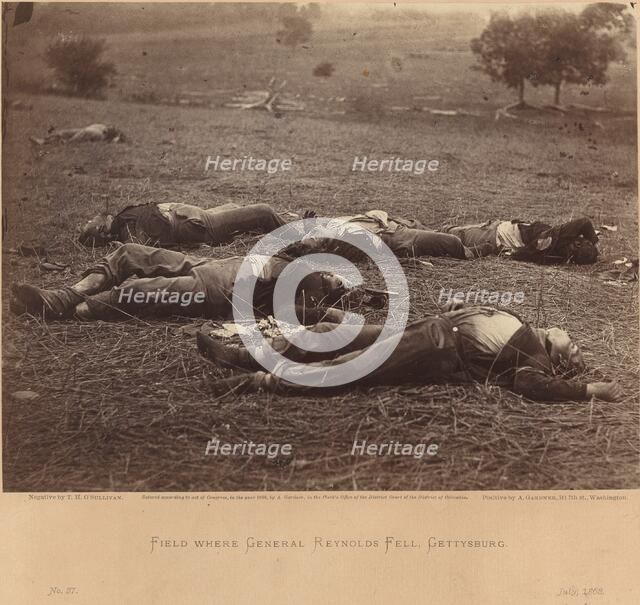 Field Where General Reynolds Fell, Gettysburg, July 5, 1863, July 5, 1863. Creator: Tim O'Sullivan.