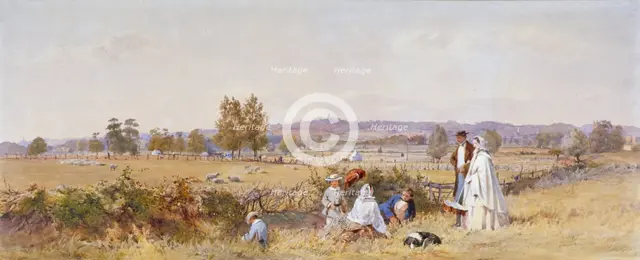 Fields at the back of Holloway Prison, Islington, London, 1859. Artist: John Absolon