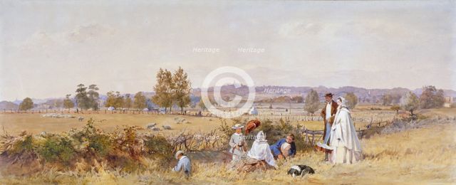 Fields at the back of Holloway Prison, Islington, London, 1859. Artist: John Absolon