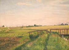 Fields and bridge, 1858. Creator: Vilhelm Kyhn