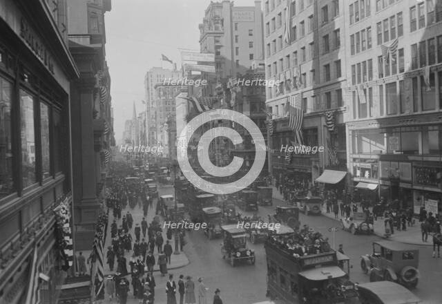 Fifth Ave. decorated for Parade of 5/13/16, 1916. Creator: Bain News Service.