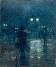 Fifth Avenue Nocturne, c. 1895. Creator: Childe Hassam (American, 1859-1935)