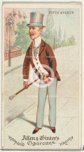 Fifth Avenue, from World's Dudes series (N31) for Allen & Ginter Cigarettes, 1888. Creator: Allen & Ginter.
