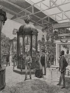 Fifth Hall of the Spanish section in the Palace of the Champ de Mars, Paris Exposition, 1878. Creator: Enrique Alba