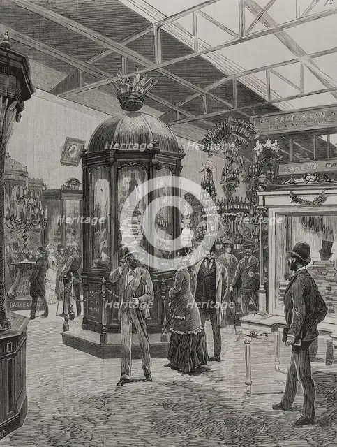 Fifth Hall of the Spanish section in the Palace of the Champ de Mars, Paris Exposition, 1878. Creator: Enrique Alba.