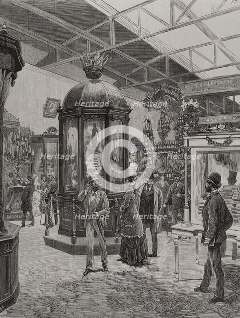 Fifth Hall of the Spanish section in the Palace of the Champ de Mars, Paris Exposition, 1878. Creator: Enrique Alba.