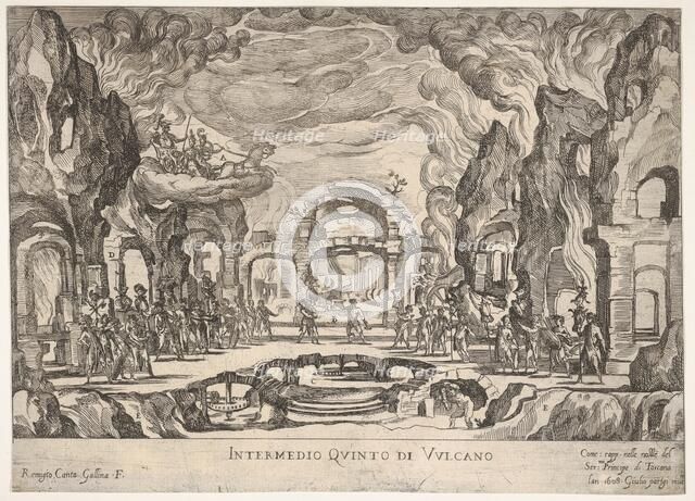 Fifth Interlude: Vulcan (Intermedio quinto di Volcano), from the series 'Seven Interludes'..., 1608. Creator: Remigio Cantagallina.