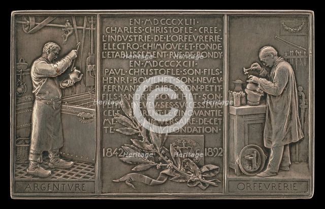 Fiftieth Anniversary of the Christofle Company, 1842-1892 [reverse], 1892. Creator: Louis Oscar Roty.