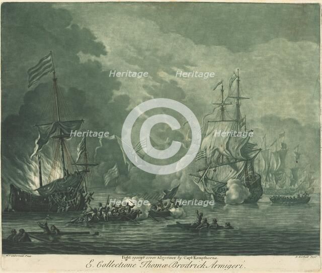 Fight against Seven Algerines, 1720s. Creator: Elisha Kirkall.