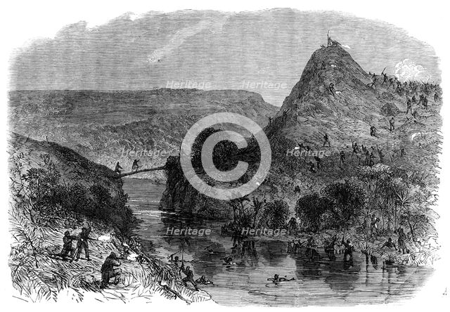 Fight at Waiari, on the Mangapiko River, New Zealand, on the 11th of February, 1864. Creator: Unknown.