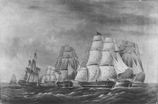 Fight Between the U.S. Frigate President and H.B.M. Endymion, January 15, 1814, after 1814-30. Creator: Unknown