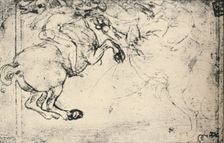 Fight Between a Horseman and a Griffin c1480 (1945). Artist: Leonardo da Vinci