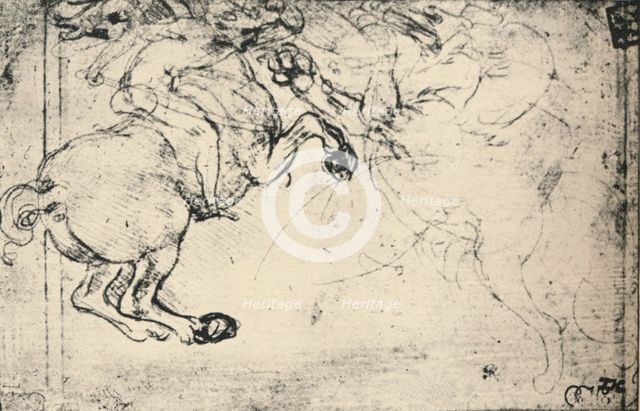 'Fight Between a Horseman and a Griffin', c1480 (1945). Artist: Leonardo da Vinci.