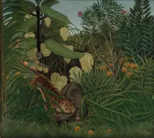 Fight between a Tiger and a Buffalo, 1908. Creator: Henri Rousseau (French, 1844-1910)