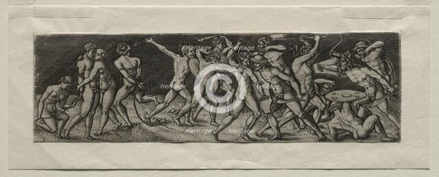 Fight between Eleven Warriors. Creator: Allaert Claesz (Netherlandish, fl. 1508-1534).