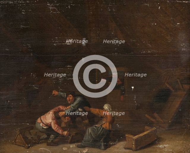 Fight between Gambling Peasants, c17th century. Creator: Unknown.