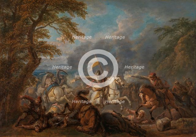 Fight between Horsemen, 1717. Creator: Pieter van Bloemen.