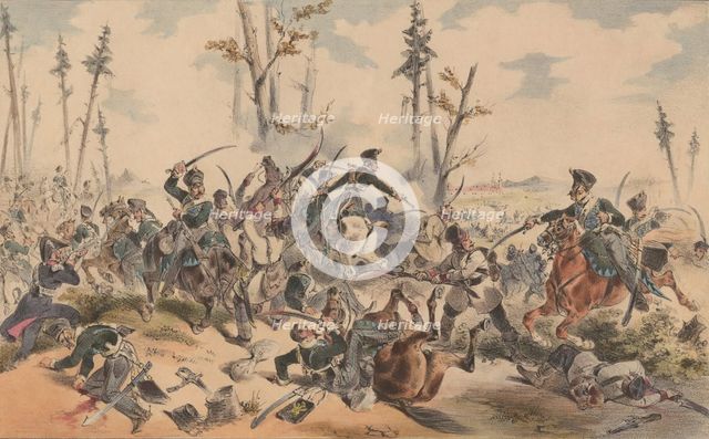 Fight between Russian hussars and Polish insurgents, 1835.