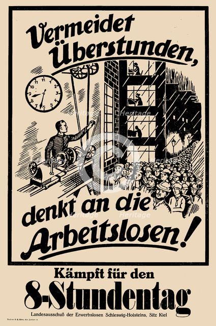 Fight for the eight-hour day, c. 1925. Creator: Anonymous.