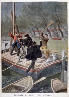 Fight on a barge, 1902