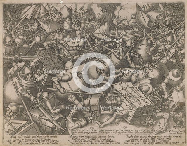 Fight of the Money-Bags and the Coffers, c. 1560. Artist: Heyden, Pieter, van der (1538-1572)
