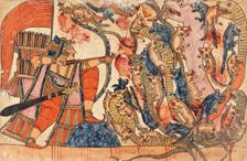 Fight of the Mongoose and the Serpent Armies (recto)..., c1850. Creator: Unknown