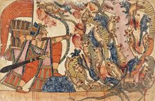 Fight of the Mongoose and the Serpent Armies (recto)..., c1850. Creator: Unknown