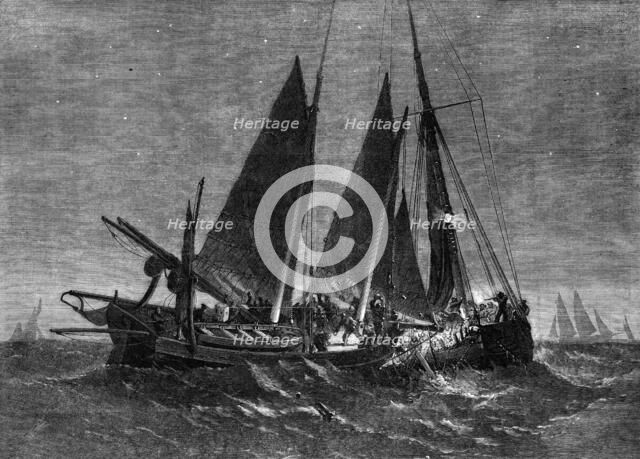 Fight off the North Foreland between the crew of the Prince Arthur fishing-smack of Ramsgate...1861. Creator: Edwin Weedon.