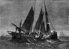 Fight off the North Foreland between the crew of the Prince Arthur fishing-smack of Ramsgate...1861. Creator: Edwin Weedon