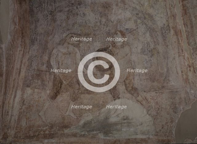 Fight scene in Hippodrom, 11th century. Artist: Ancient Russian frescos  