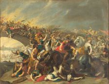 Fight with Amazons, 1587-1680. Creators: Hans Jordaens I, Hans Jordaens II, Hans Jordaens III, Hans Jordaens IV