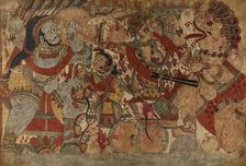 Fight with Ghatotkacha, Scene From the Story of Babhruvahana..., c1850. Creator: Unknown