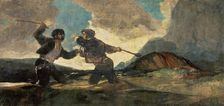 Fight to the Death with Clubs, c. 1820-1823. Creator: Francisco Goya
