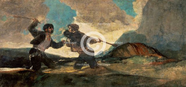 Fight to the Death with Clubs, c. 1820-1823.  Creator: Francisco Goya.